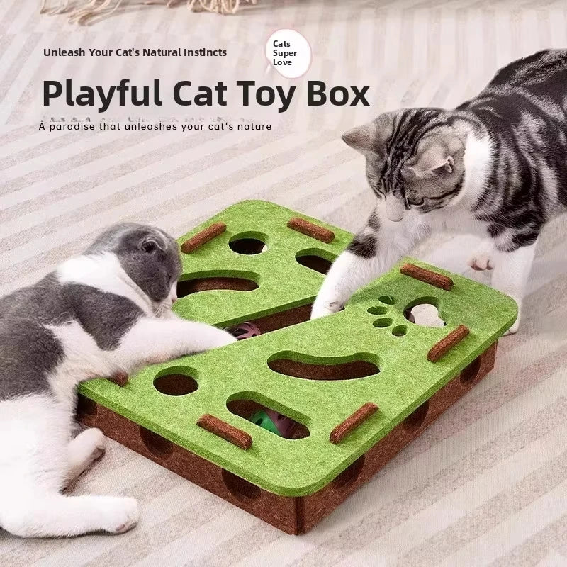 Felt Cat Puzzle Toy Box – Interactive Hide-and-Seek Enrichment