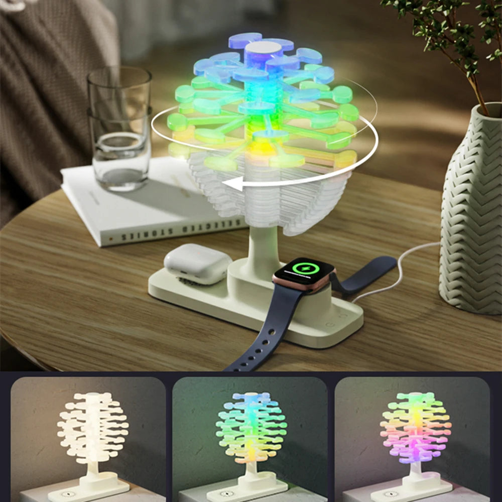 Spiral Tree Table Lamp – LED Mood Light with Wireless Charger