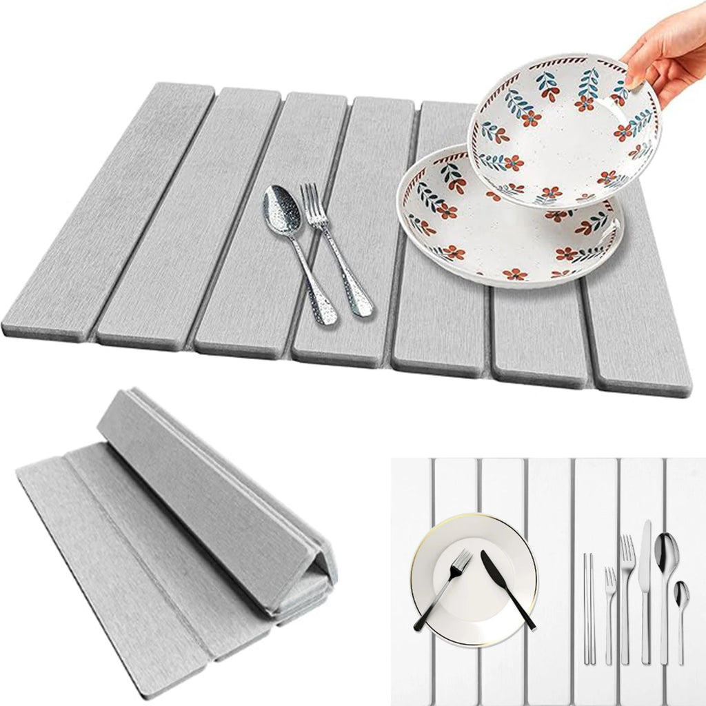 Foldable Diatomite Dish Drying Mat – Fast-Absorbing Stone Mat