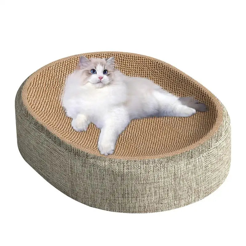 Oval Sisal Cat Scratcher Bed – 2-in-1 Lounge & Scratch Pad