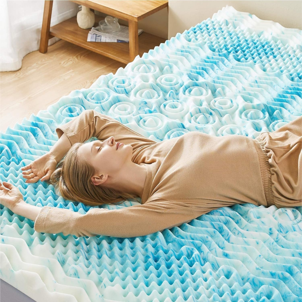 Cooling Egg Crate Foam Mattress Topper – Pressure-Relief Comfort