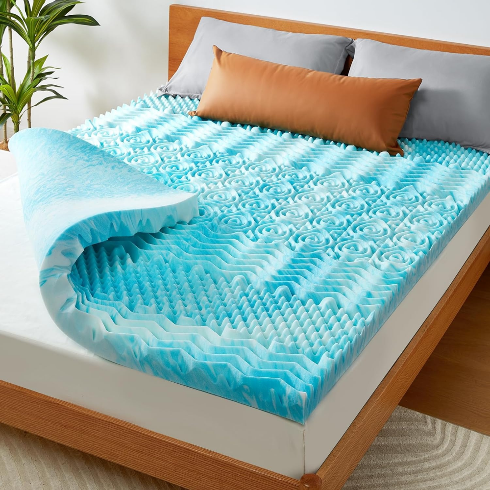 Cooling Egg Crate Foam Mattress Topper – Pressure-Relief Comfort