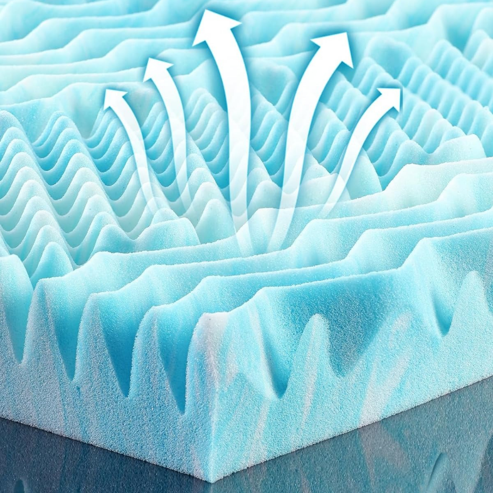 Cooling Egg Crate Foam Mattress Topper – Pressure-Relief Comfort