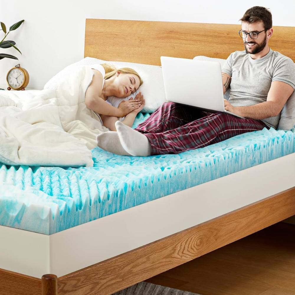 Cooling Egg Crate Foam Mattress Topper – Pressure-Relief Comfort
