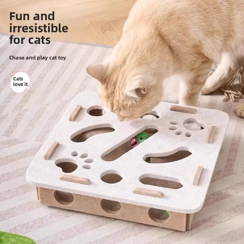 Felt Cat Puzzle Toy Box – Interactive Hide-and-Seek Enrichment