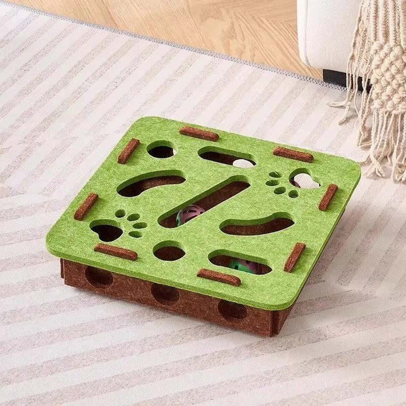 Felt Cat Puzzle Toy Box – Interactive Hide-and-Seek Enrichment