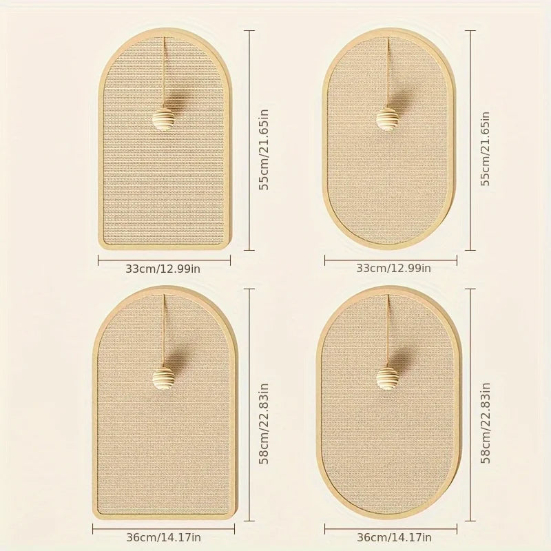 Wall-Mounted Sisal Cat Scratch Pad – 3-in-1 Scratcher
