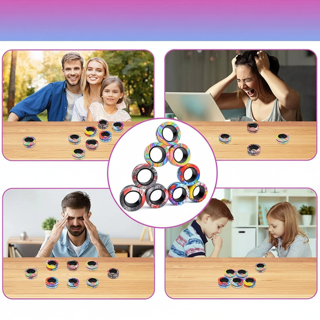 Magnetic Fidget Ring Spinner Set – Stress-Relief Rings