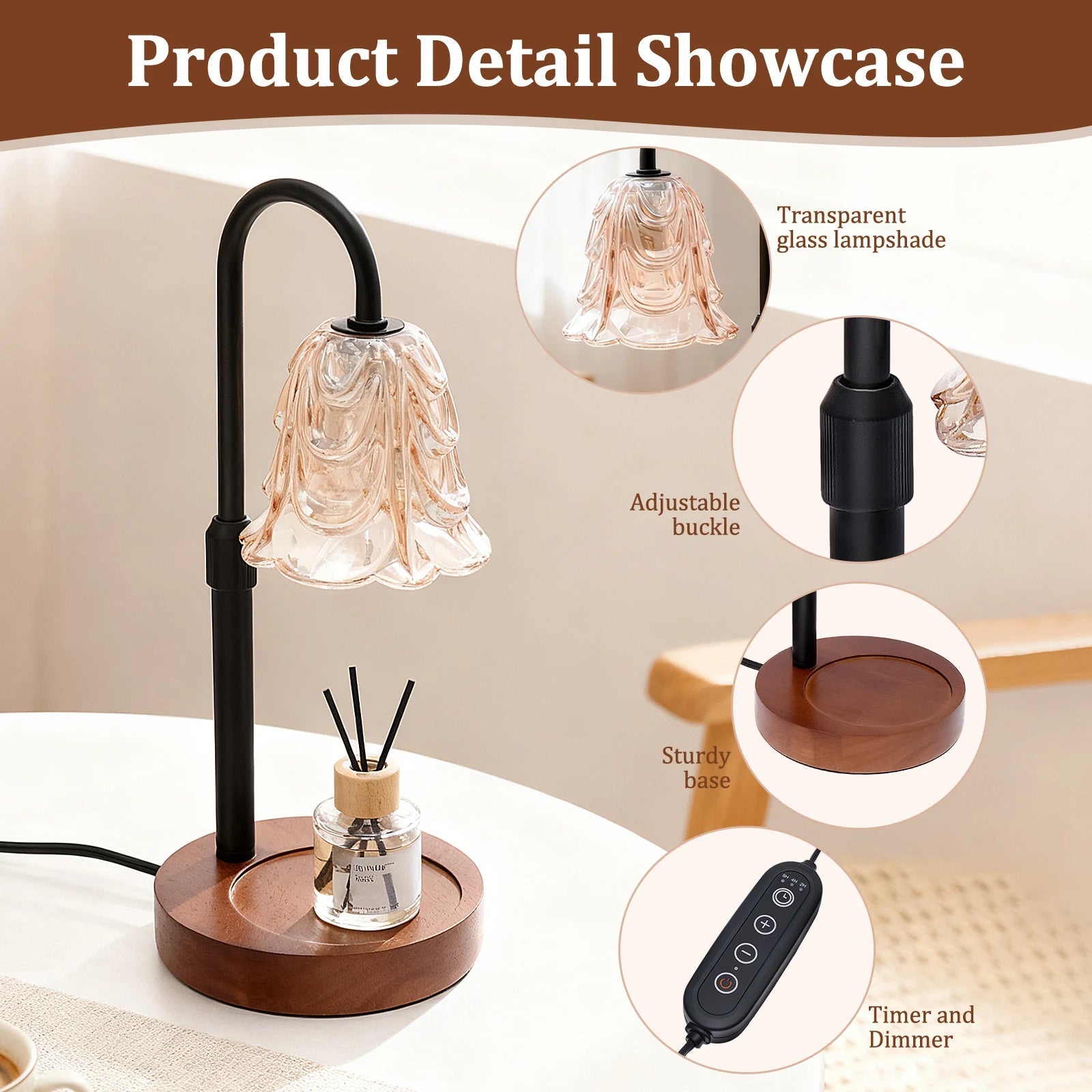 Flower Candle Warmer Lamp – Dimmable Scented Candle Heater