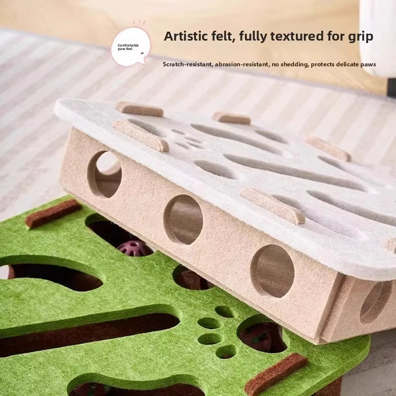 Felt Cat Puzzle Toy Box – Interactive Hide-and-Seek Enrichment