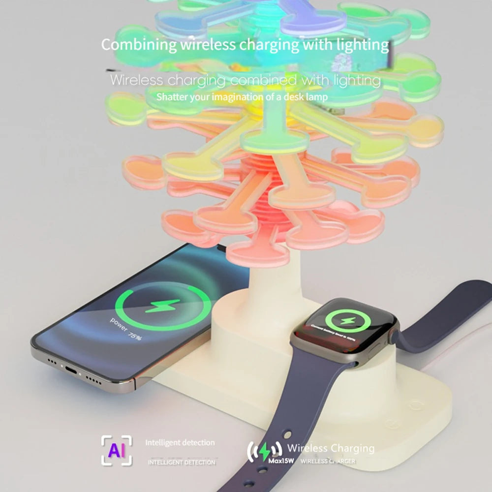 Spiral Tree Table Lamp – LED Mood Light with Wireless Charger