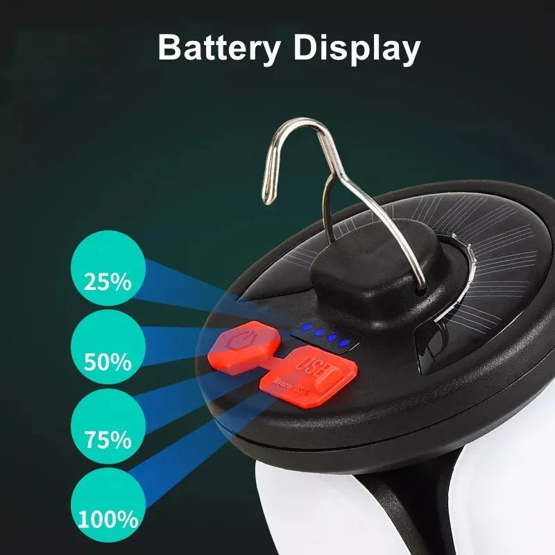 Solar Folding Camping Lantern – USB Rechargeable Leaf Light