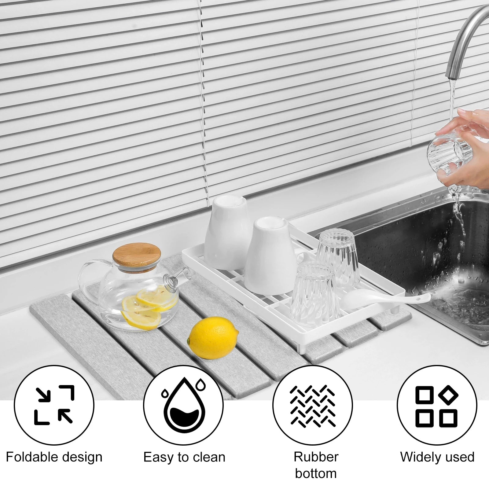 Foldable Diatomite Dish Drying Mat – Fast-Absorbing Stone Mat