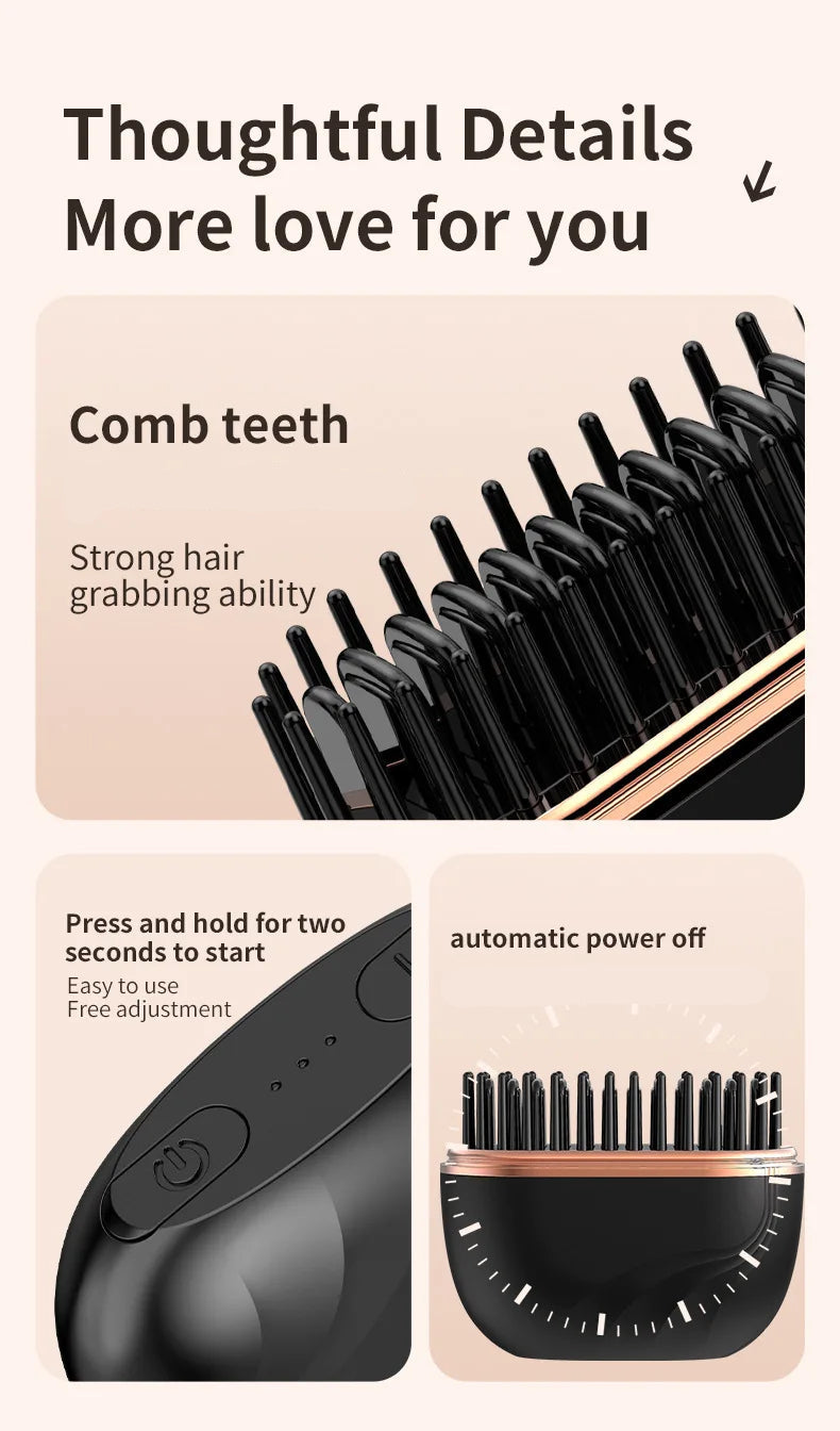 Wireless Ceramic Hair Straightener – 2-in-1 Portable Styler