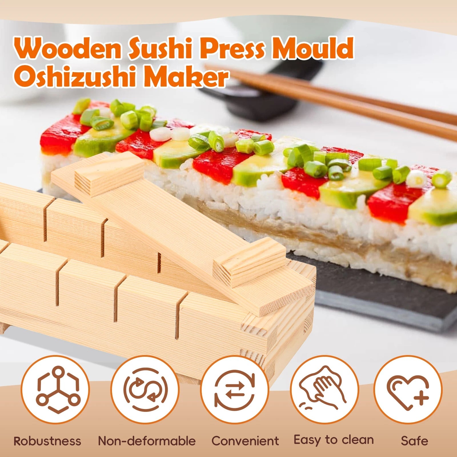 Wooden Sushi Maker – Handcrafted Rice Press Mold