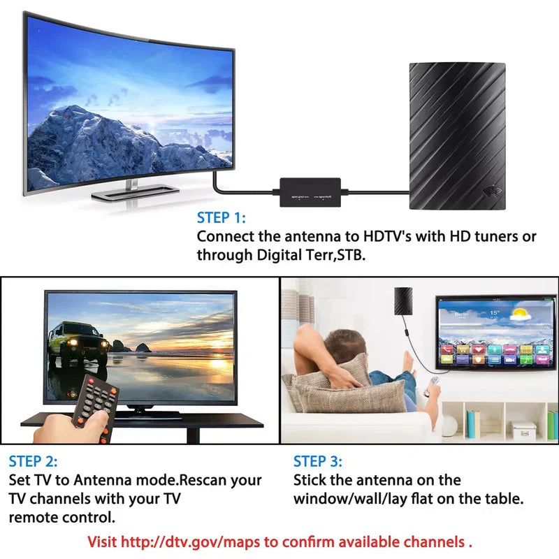 Long-Range Indoor HDTV Antenna – 4K Digital, 600-Mile Range