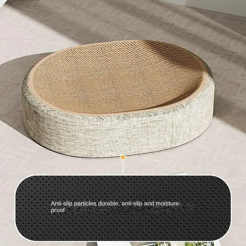 Oval Sisal Cat Scratcher Bed – 2-in-1 Lounge & Scratch Pad