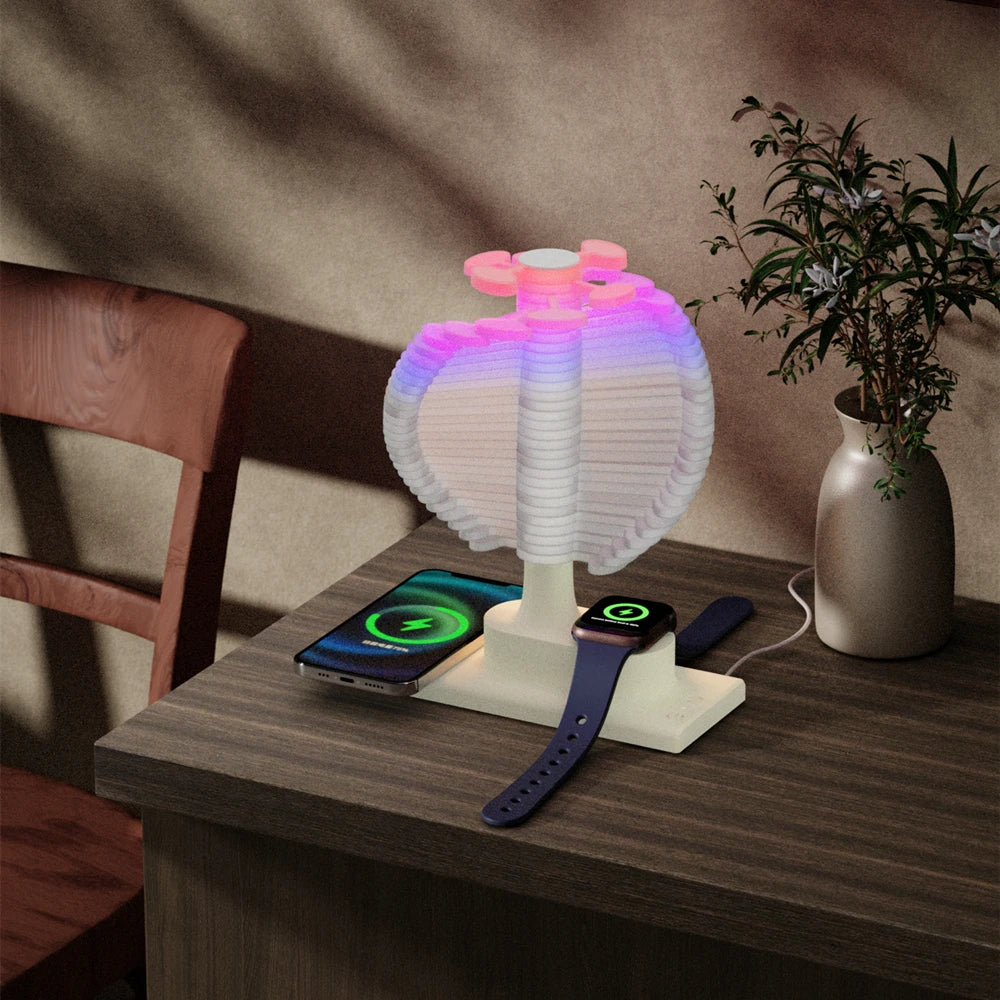 Spiral Tree Table Lamp – LED Mood Light with Wireless Charger