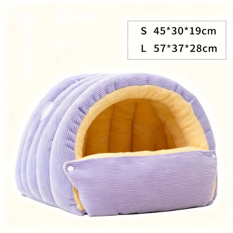 Warm Arctic Fleece Cat Cave Bed – Enclosed Cosy Pet Hideaway