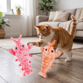 Cat chasing an electric jumping shrimp toy