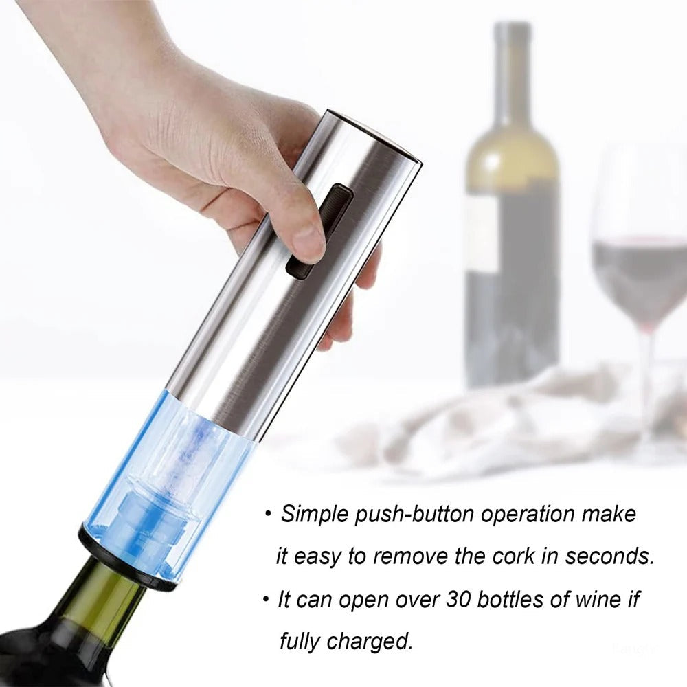 Electric Wine Bottle Opener – Rechargeable One-Touch Corkscrew