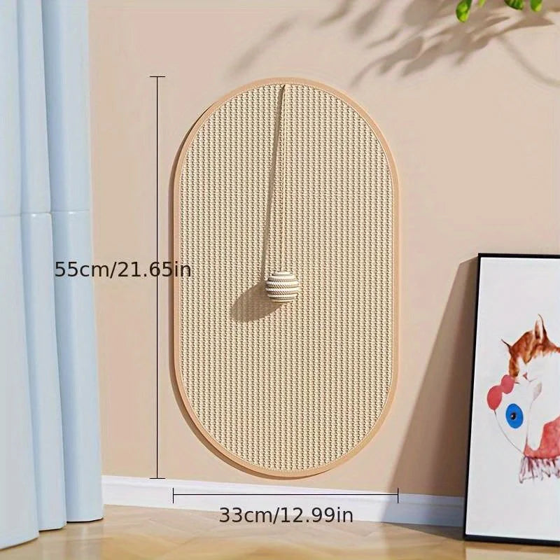 Wall-Mounted Sisal Cat Scratch Pad – 3-in-1 Scratcher