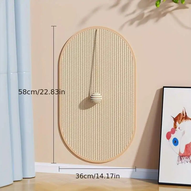 Wall-Mounted Sisal Cat Scratch Pad – 3-in-1 Scratcher